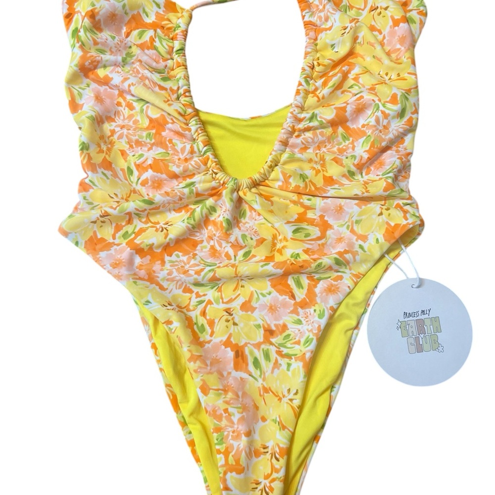Princess Polly one piece swimsuit Yellow Floral new beach summer pool - Picture 2 of 12
